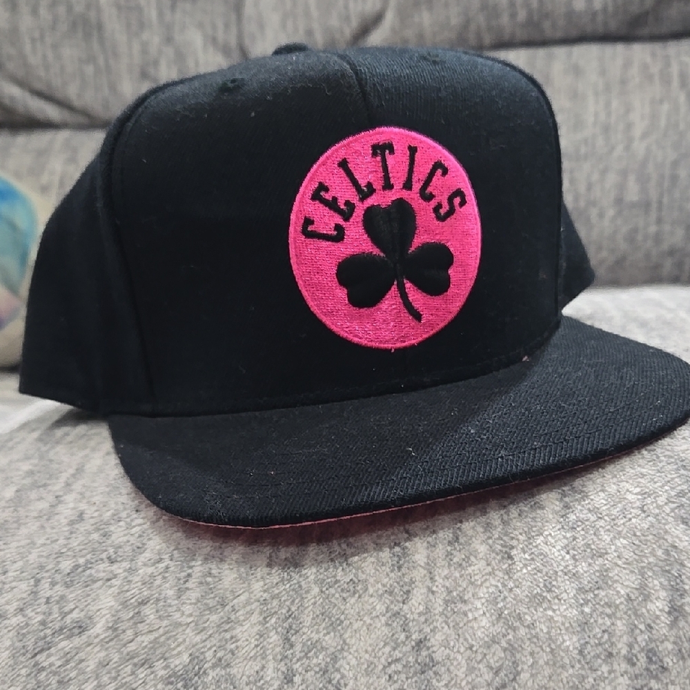 Adidas Black and Pink Celtics Hat